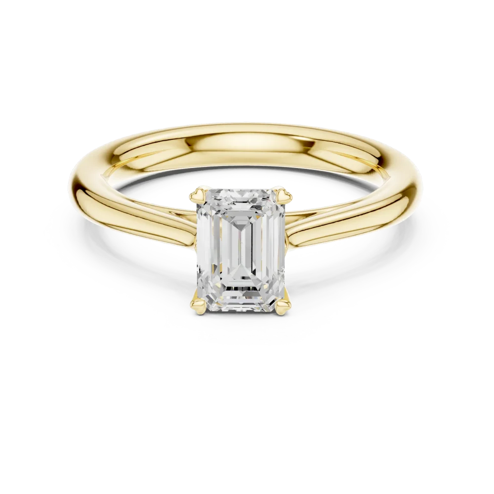 Essence Emerald Cut Solitaire Ring with Architectural Profile - Image 2