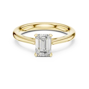 Essence Emerald Cut Solitaire Ring with Architectural Profile - Image 2