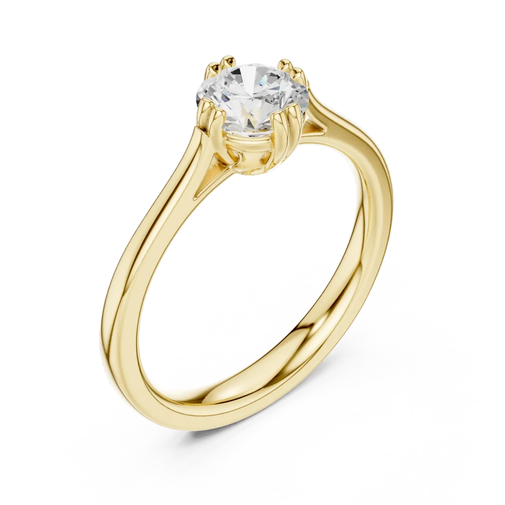 Experience the pure brilliance of our signature Round Solitaire ring. Featuring a premium DIAMEUR diamond, it is a modern classic. Shop the look today!