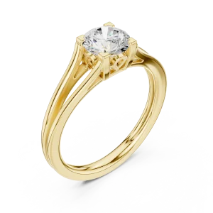 Essence Round Cut Architectural Solitaire Ring
