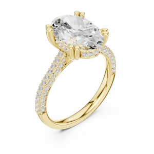 Ethereal Oval Cut Pavé-Set Solitaire Engagement Ring