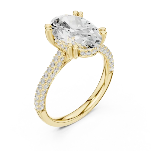 Ethereal Oval Cut Pavé-Set Solitaire Engagement Ring