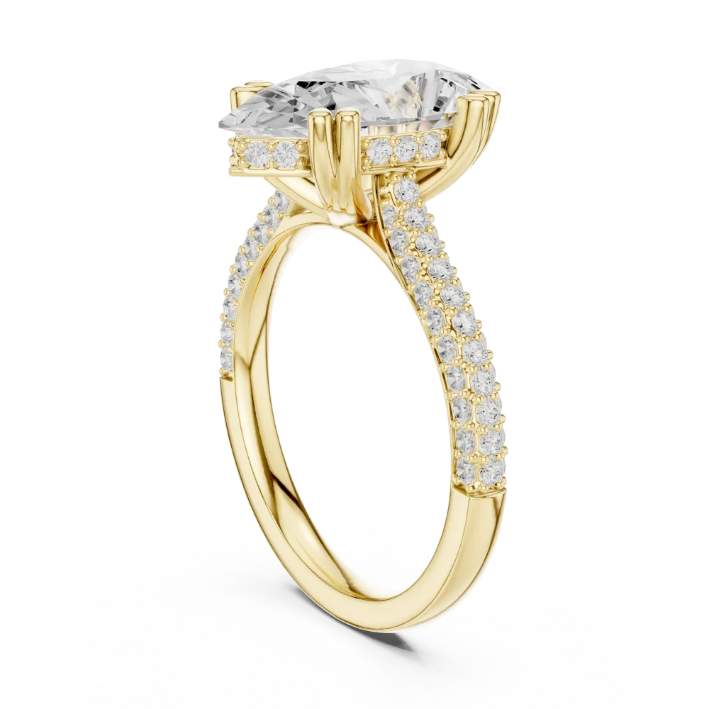 Luminary Pear Cut Pavé-Set Solitaire Engagement Ring - Image 3