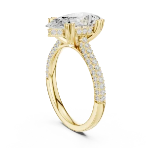 Luminary Pear Cut Pavé-Set Solitaire Engagement Ring - Image 3