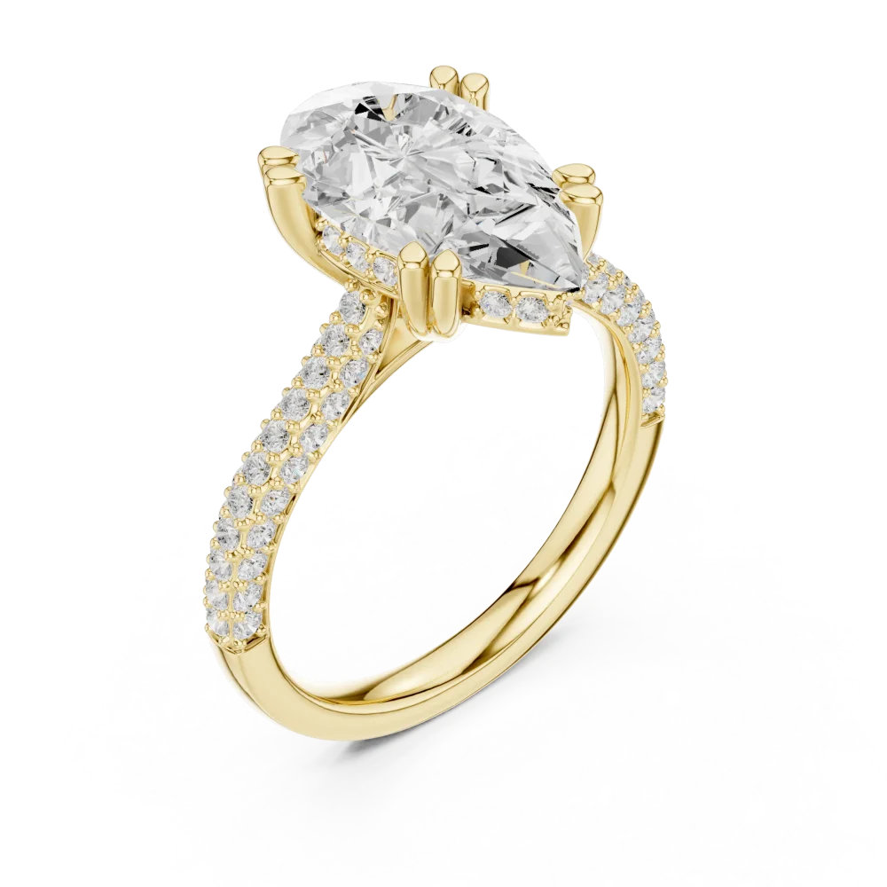 Discover the radiant beauty of this pear cut solitaire ring. Expertly crafted for brilliance, this modern classic is the perfect engagement choice.