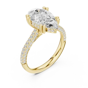 Luminary Pear Cut Pavé-Set Solitaire Engagement Ring