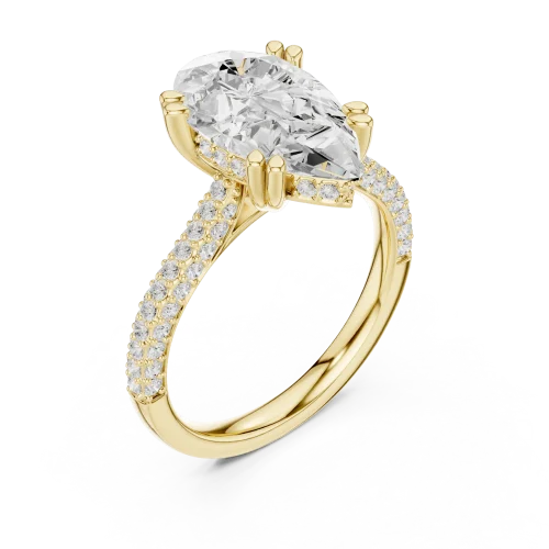 Luminary Pear Cut Pavé-Set Solitaire Engagement Ring