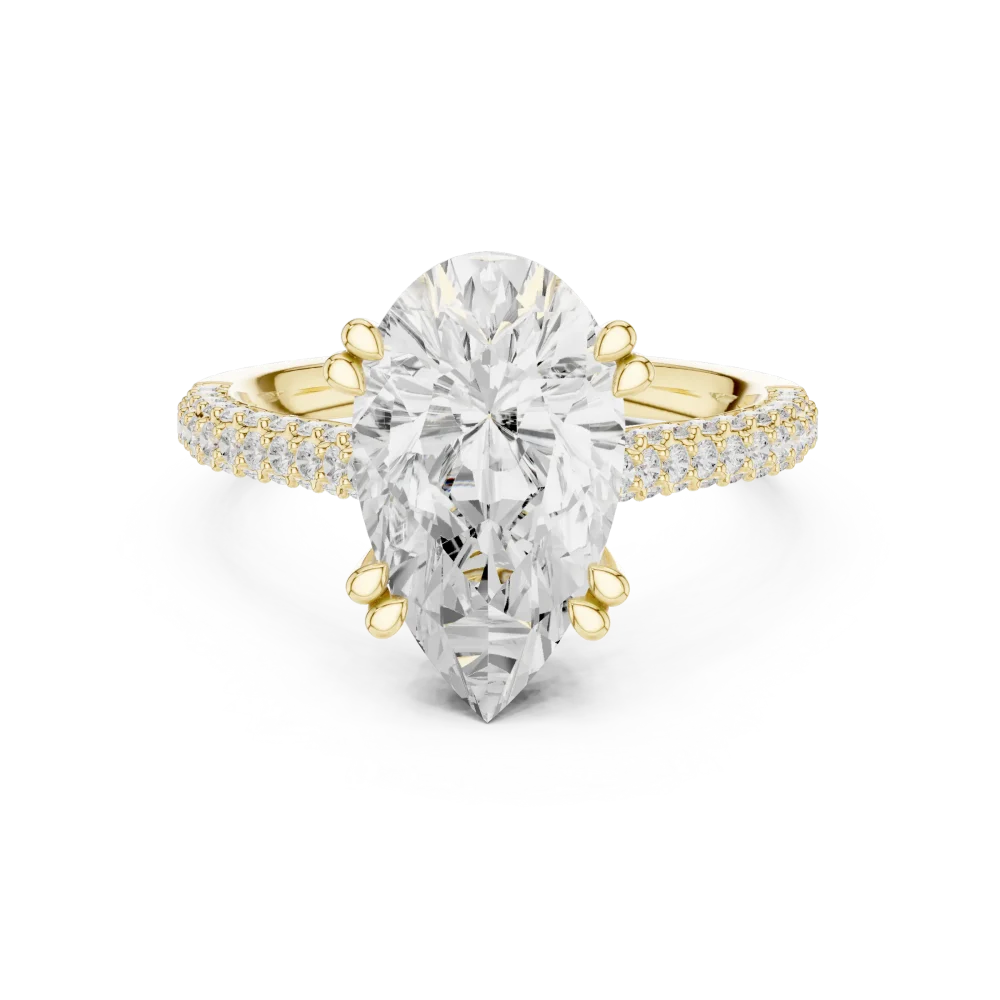 Luminary Pear Cut Pavé-Set Solitaire Engagement Ring - Image 2