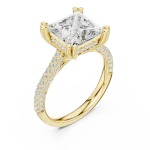 Luminary Princess Cut Pavé-Set Architectural Solitaire Ring
