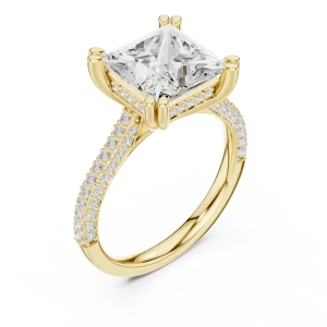 Luminary Princess Cut Pavé-Set Architectural Solitaire Ring