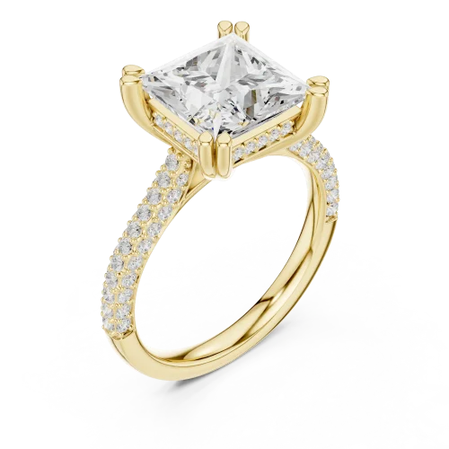 Luminary Princess Cut Pavé-Set Architectural Solitaire Ring