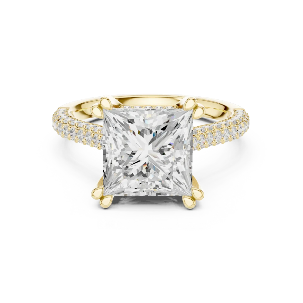 Luminary Princess Cut Pavé-Set Architectural Solitaire Ring - Image 2