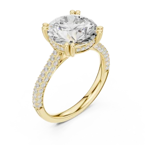 Luminary Round Brilliant Pavé-Set Solitaire Ring