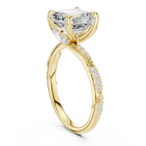 Symmetry Emerald Cut Pavé-Set Solitaire Engagement Ring - Image 3
