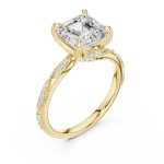 Symmetry Emerald Cut Pavé-Set Solitaire Engagement Ring
