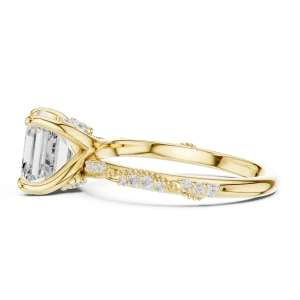 Symmetry Emerald Cut Pavé-Set Solitaire Engagement Ring - Image 4