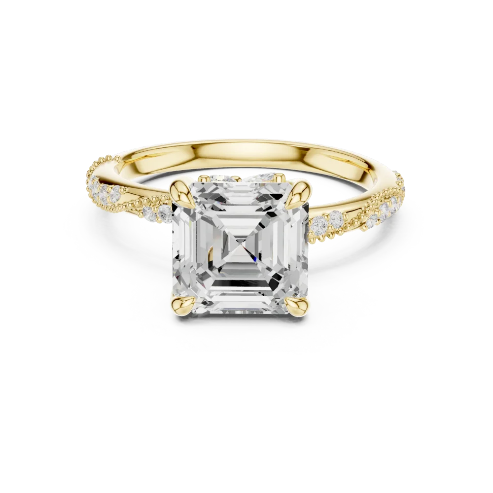 Symmetry Emerald Cut Pavé-Set Solitaire Engagement Ring - Image 2