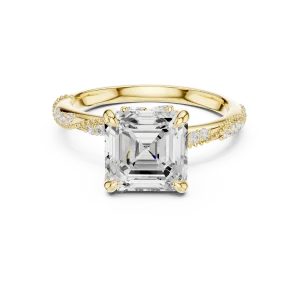Symmetry Emerald Cut Pavé-Set Solitaire Engagement Ring - Image 2