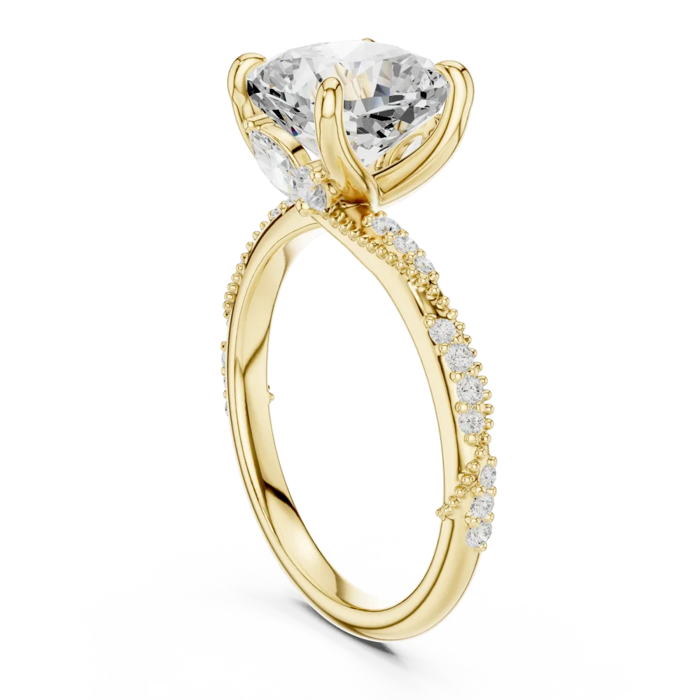 Luminary Cushion Cut Pavé-Set Solitaire Ring - Image 3
