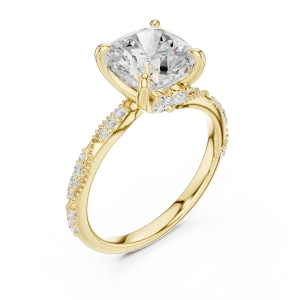 Luminary Cushion Cut Pavé-Set Solitaire Ring