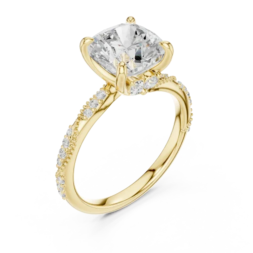 Luminary Cushion Cut Pavé-Set Solitaire Ring