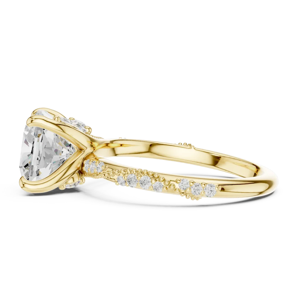 Luminary Cushion Cut Pavé-Set Solitaire Ring - Image 4