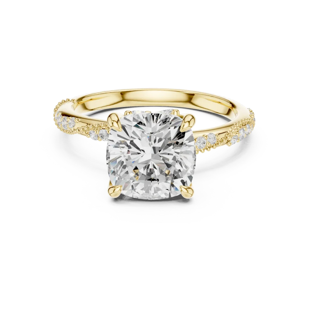 Luminary Cushion Cut Pavé-Set Solitaire Ring - Image 2
