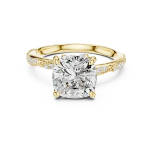 Luminary Cushion Cut Pavé-Set Solitaire Ring - Image 2
