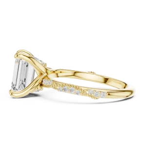 Ethereal Emerald Cut Solitaire Pavé Accented Engagement Ring - Image 4