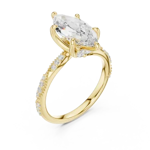 Ethereal Marquise Cut Pavé-Set Solitaire Engagement Ring