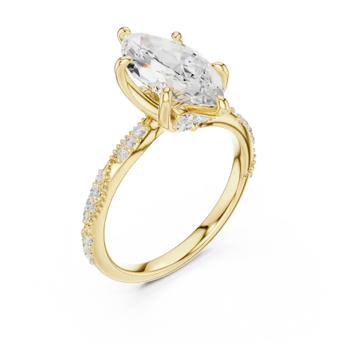 Ethereal Marquise Cut Pavé-Set Solitaire Engagement Ring