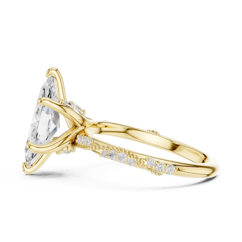 Ethereal Marquise Cut Pavé-Set Solitaire Engagement Ring - Image 4