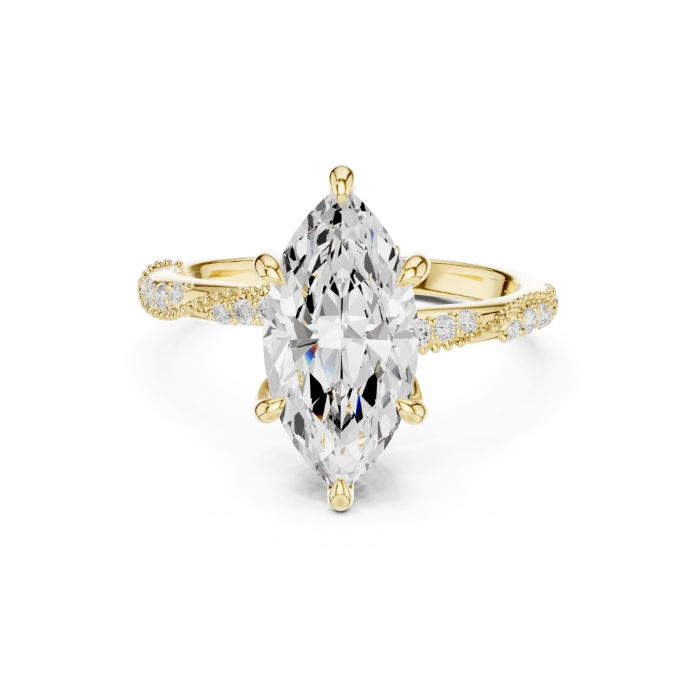 Ethereal Marquise Cut Pavé-Set Solitaire Engagement Ring - Image 2