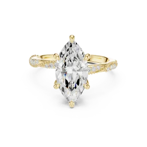 Ethereal Marquise Cut Pavé-Set Solitaire Engagement Ring - Image 2