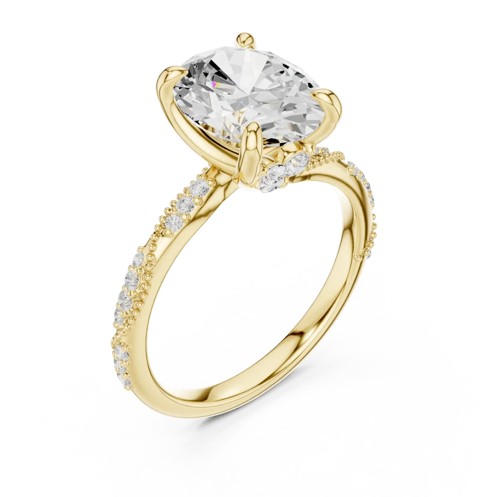 Experience the radiant elegance of the Essence Oval Solitaire Ring. Featuring a brilliant DIAMEUR diamond, it is the perfect symbol of modern luxury.