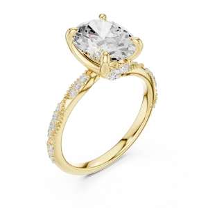 Essence Oval Cut Pavé-Set Hidden Halo Solitaire Ring