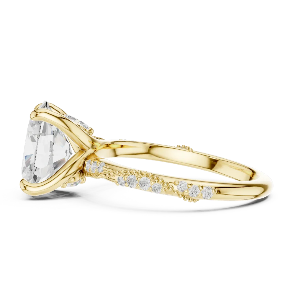 Essence Oval Cut Pavé-Set Hidden Halo Solitaire Ring - Image 4