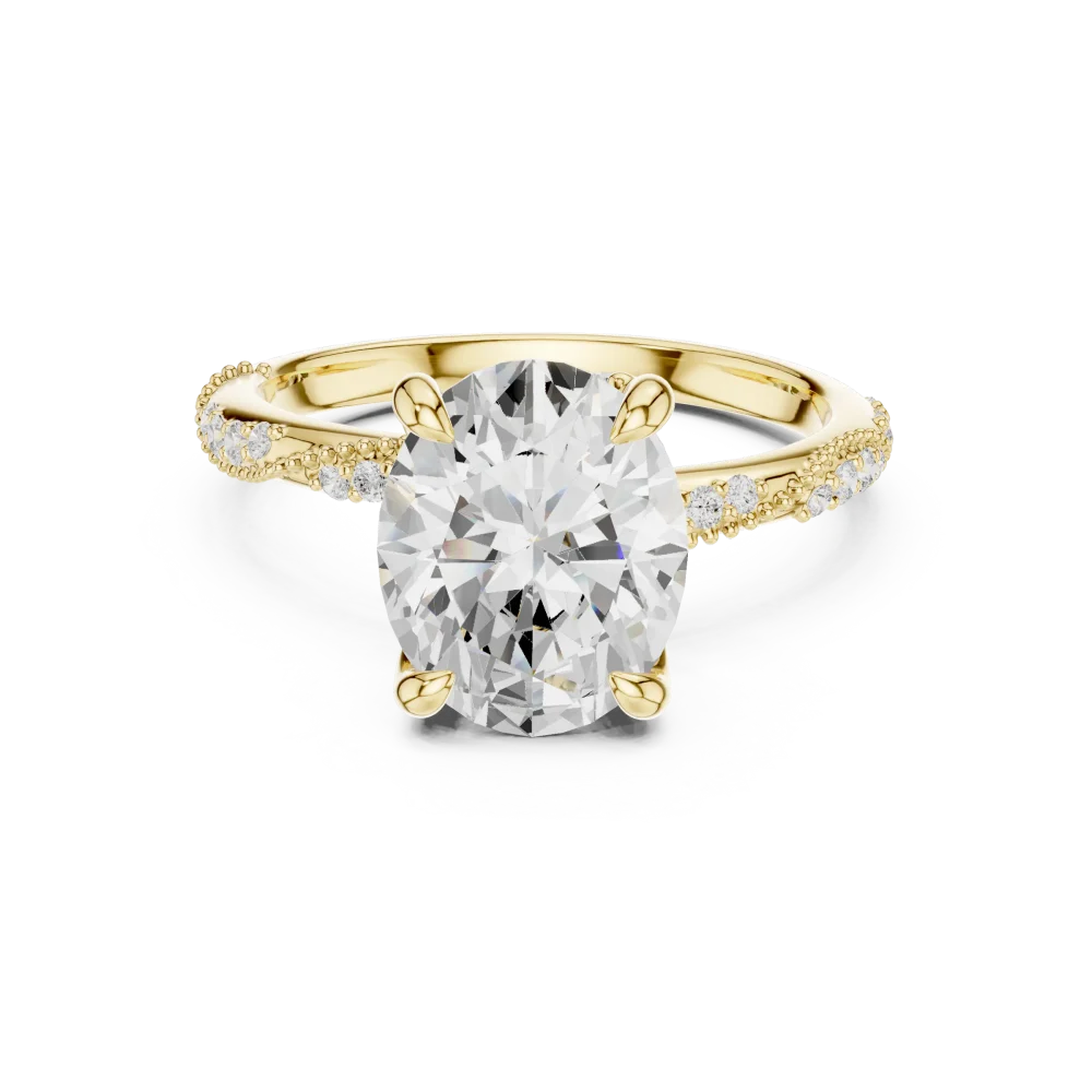 Essence Oval Cut Pavé-Set Hidden Halo Solitaire Ring - Image 2