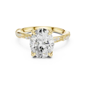 Essence Oval Cut Pavé-Set Hidden Halo Solitaire Ring - Image 2