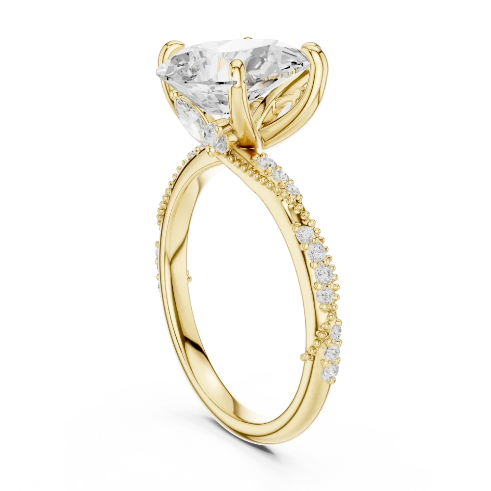 Ethereal Pear Cut Solitaire Pavé Accented Engagement Ring - Image 3