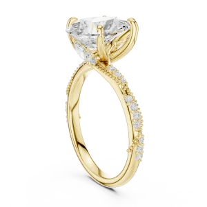 Ethereal Pear Cut Solitaire Pavé Accented Engagement Ring - Image 3