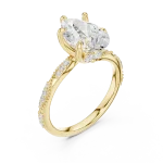 Ethereal Pear Cut Solitaire Pavé Accented Engagement Ring