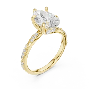 Ethereal Pear Cut Solitaire Pavé Accented Engagement Ring