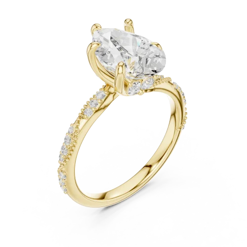 Ethereal Pear Cut Solitaire Pavé Accented Engagement Ring