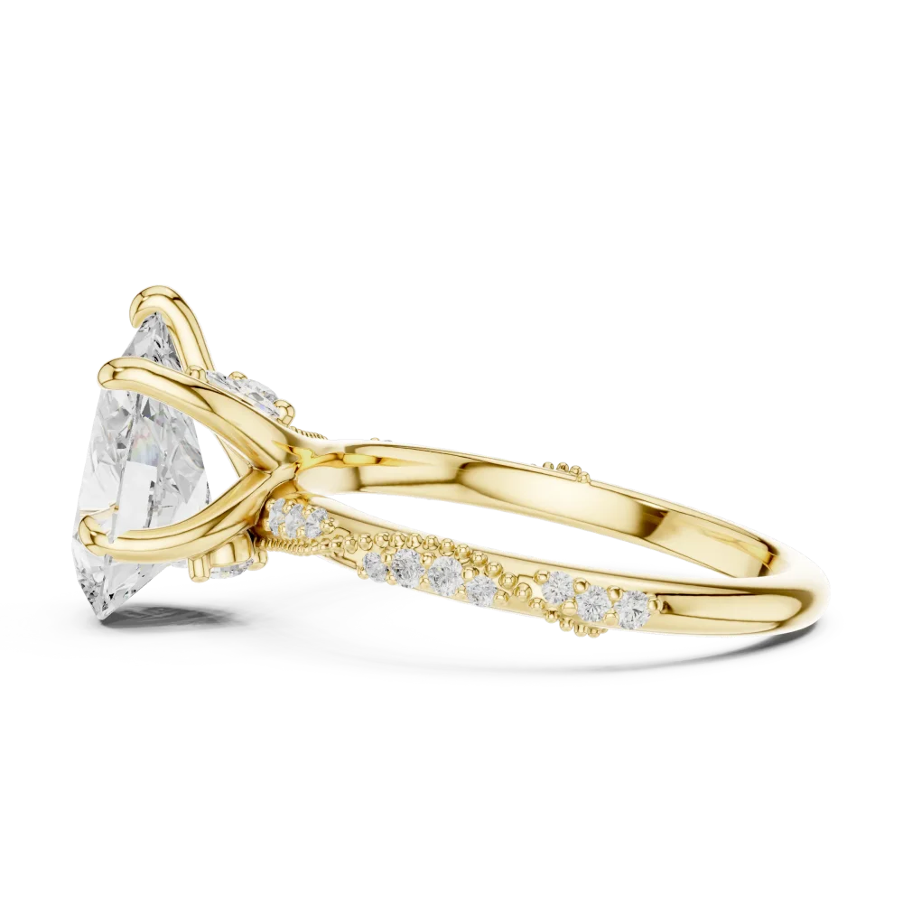 Ethereal Pear Cut Solitaire Pavé Accented Engagement Ring - Image 4