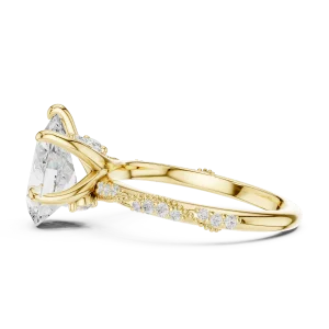 Ethereal Pear Cut Solitaire Pavé Accented Engagement Ring - Image 4