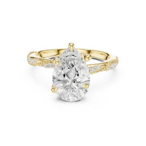 Ethereal Pear Cut Solitaire Pavé Accented Engagement Ring - Image 2