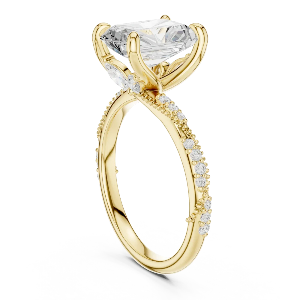 Radiant Ethereal Pavé-Set Radiant Cut Solitaire Ring - Image 3
