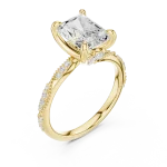 Radiant Ethereal Pavé-Set Radiant Cut Solitaire Ring