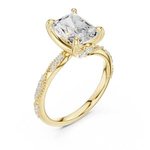 Radiant Ethereal Pavé-Set Radiant Cut Solitaire Ring